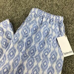 Splendid Womens Angie Blue Ikat Print Crop Linen Wide Leg Pants Size M‎ NWT